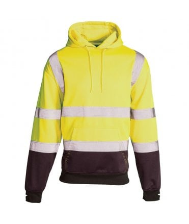 Supertouch Hi Vis Yellow 2 Tone Hooded Sweatshirt