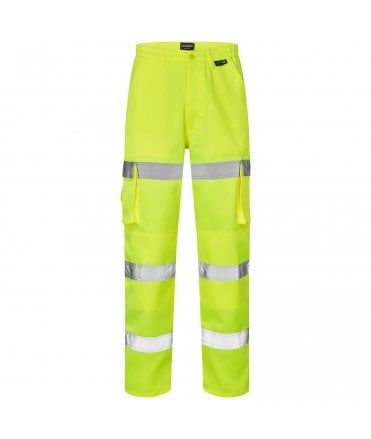 Supertouch Hi Vis Yellow 3 Band Combat Trousers - Long
