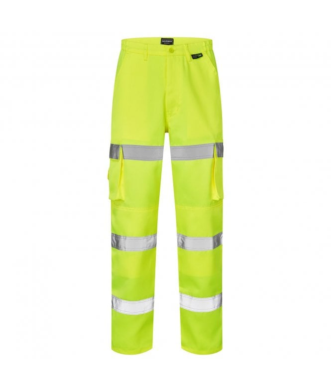 Supertouch  Hi Vis Yellow 3 Band Combat Trousers - Regular