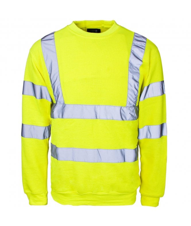 Supertouch  Hi Vis Yellow Crew Neck Sweatshirt