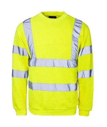 Supertouch Hi Vis Yellow Crew Neck Sweatshirt