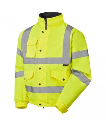 Supertouch Hi Vis Yellow Fleece Lined Bomber Jacket