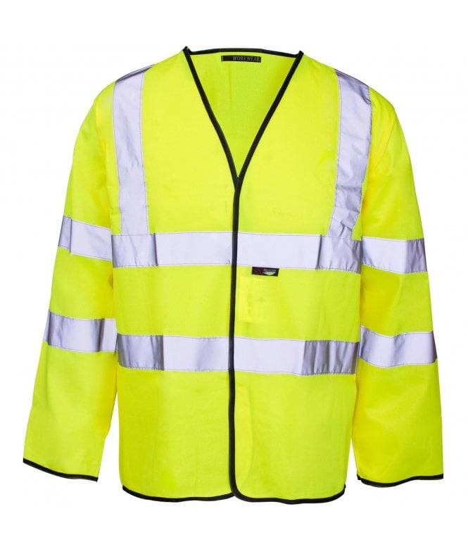 Supertouch  Hi Vis Yellow Long Sleeved Velcro Vest