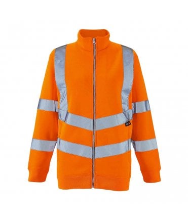 Ladies Hi Vis Orange Eshaal Zipped Sweatshirt