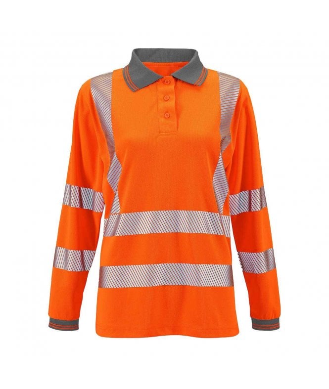 Supertouch Ladies Hi Vis Orange Jaya Bird Eye Polo