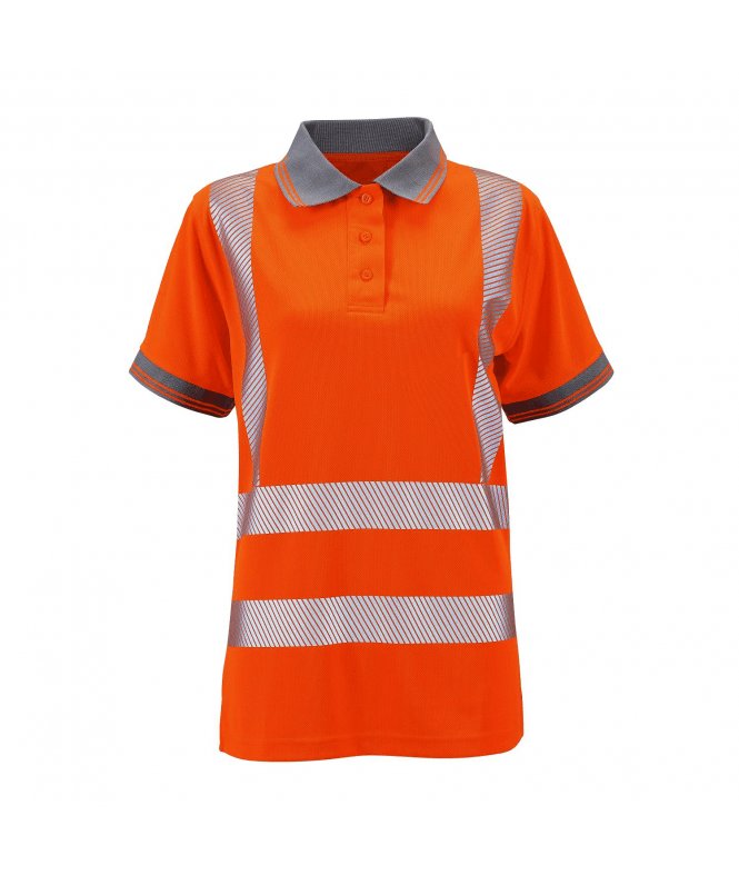 Supertouch Ladies Hi Vis Orange Savannah Bird Eye Polo