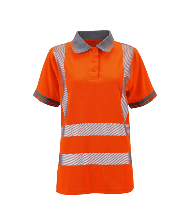 Ladies Hi Vis Orange Savannah Bird Eye Polo