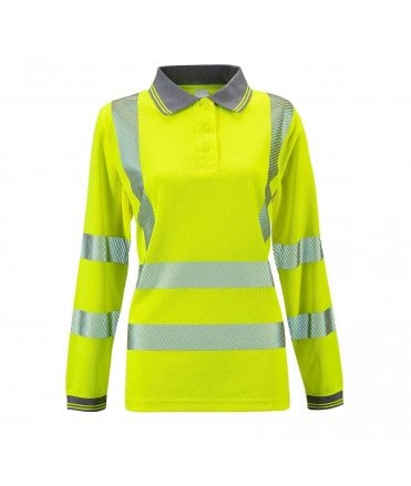 Ladies Hi Vis Yellow Jaya Bird Eye Polo
