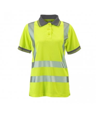 Ladies Hi Vis Yellow Savannah Bird Eye Polo