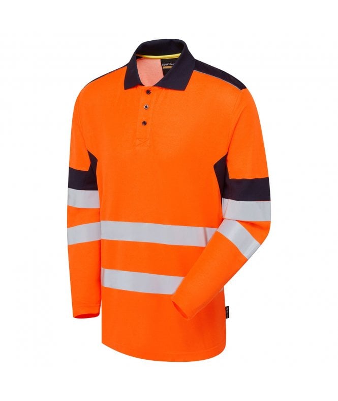 Supertouch System HV Eco Longsleeve Polo - Orange/Navy