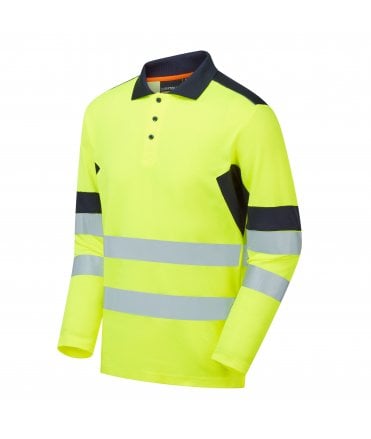 System HV Eco Longsleeve Polo - Yellow/Navy